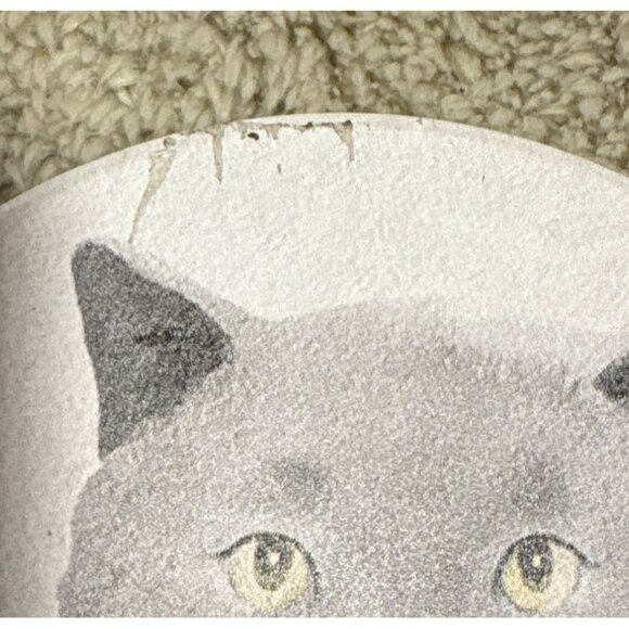 Cat Themed Coasters Ceramic Set Of 4 Round With Watercolor Design - Picture 8 of 8